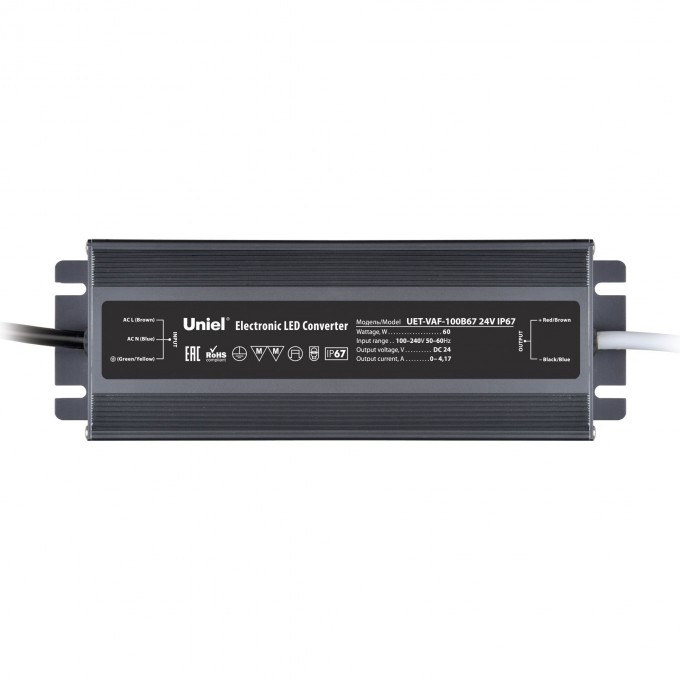Блок питания ультратонкий UNIEL UET-VAF-100B67 24V IP67 UL-00009367 Блок питания ультратонкий UNIEL UET-VAF-100B67 24V IP67 UL-00009367