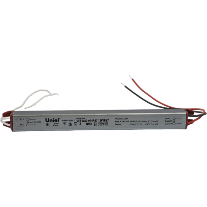 Блок питания UNIEL UET-WAC-024A67 12V IP67 ультратонкий UL-00010252 Блок питания UNIEL UET-WAC-024A67 12V IP67 ультратонкий UL-00010252