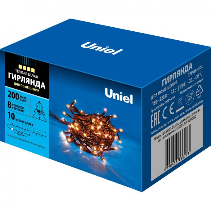 Гирлянда Uniel UDL-S1000-200/DGA WARM WHITE IP20 MINI UL-00007190 Гирлянда Uniel UDL-S1000-200/DGA WARM WHITE IP20 MINI UL-00007190