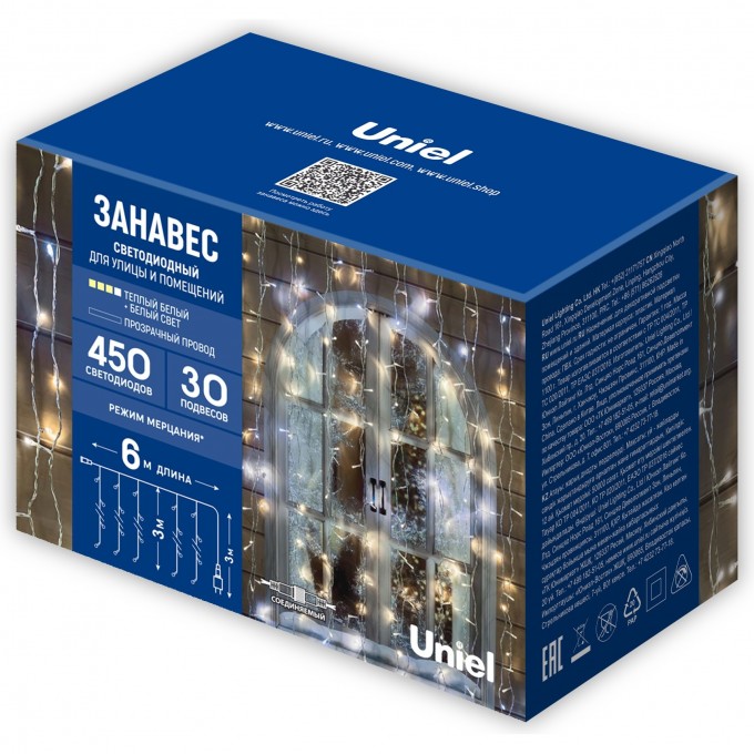 Гирлянда UNIEL ULD-C6030-450/TTK WARMWHITE-WHITE IP44 UL-00009925 Гирлянда UNIEL ULD-C6030-450/TTK WARMWHITE-WHITE IP44 UL-00009925