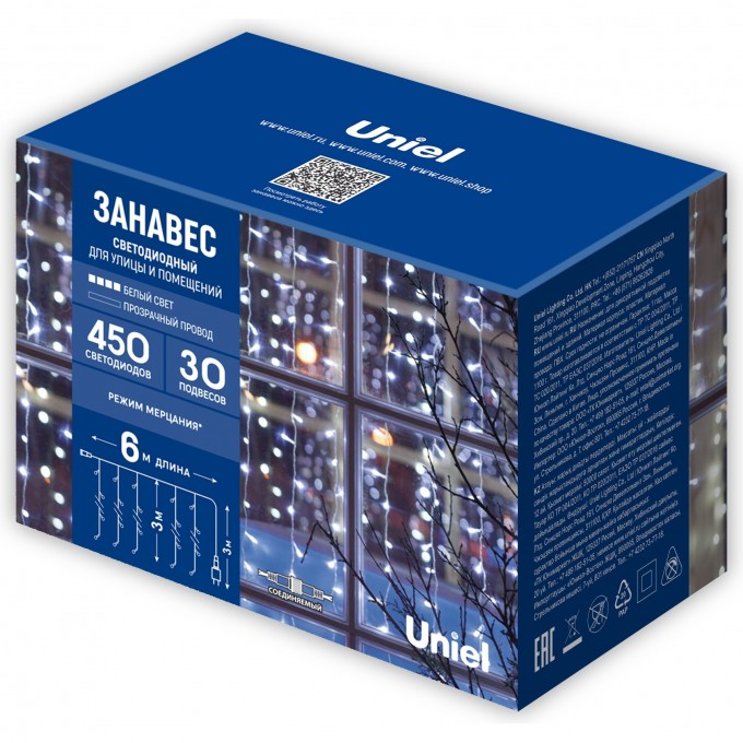 Гирлянда UNIEL ULD-C6030-450/TTK WHITE IP44 UL-00009926 Гирлянда UNIEL ULD-C6030-450/TTK WHITE IP44 UL-00009926