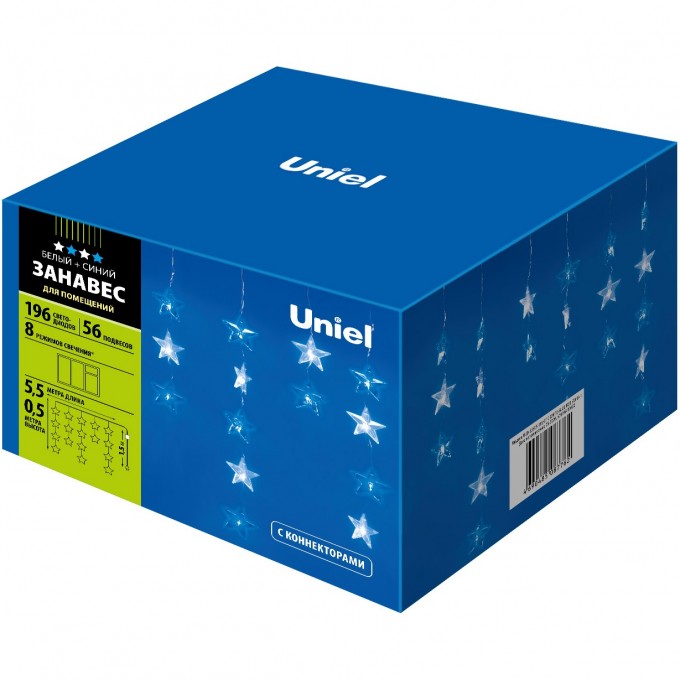 Гирлянда UNIEL ULD-E5505-196/DTK WHITE-BLUE IP20 STARS-1 UL-00001410 Гирлянда UNIEL ULD-E5505-196/DTK WHITE-BLUE IP20 STARS-1 UL-00001410
