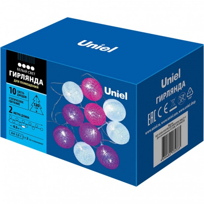 Гирлянда UNIEL ULD-S0200-010/STB/2AA WHITE IP20 TANGLES-1 UL-00007341 Гирлянда UNIEL ULD-S0200-010/STB/2AA WHITE IP20 TANGLES-1 UL-00007341