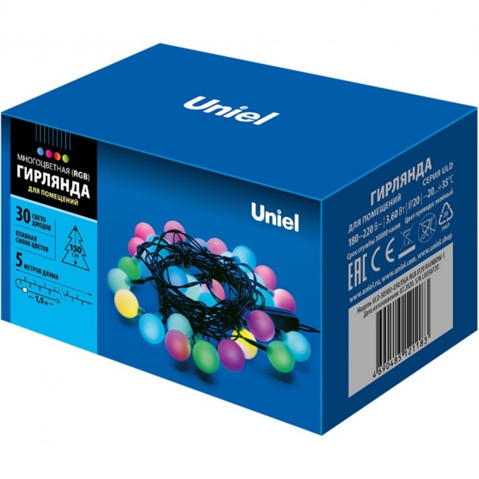 Гирлянда UNIEL ULD-S0500-030/DGA RGB IP20 RAINBOW-1 UL-00005470 Гирлянда UNIEL ULD-S0500-030/DGA RGB IP20 RAINBOW-1 UL-00005470