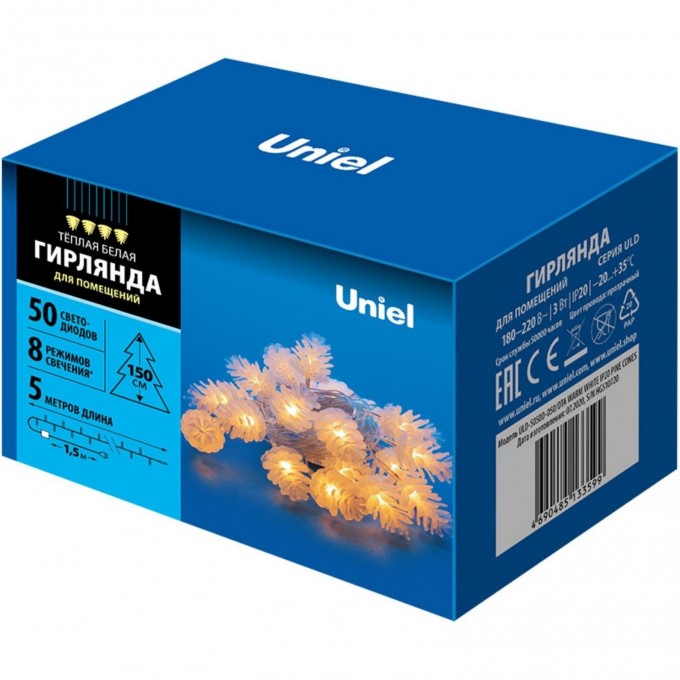 Гирлянда UNIEL ULD-S0500-050/DTA WARM WHITE IP20 PINE CONES UL-00007192 Гирлянда UNIEL ULD-S0500-050/DTA WARM WHITE IP20 PINE CONES UL-00007192