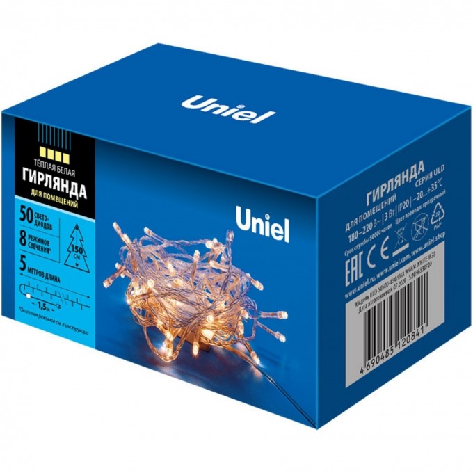 Гирлянда UNIEL ULD-S0500-050/DTA WARM WHITE IP20 UL-00005256 Гирлянда UNIEL ULD-S0500-050/DTA WARM WHITE IP20 UL-00005256