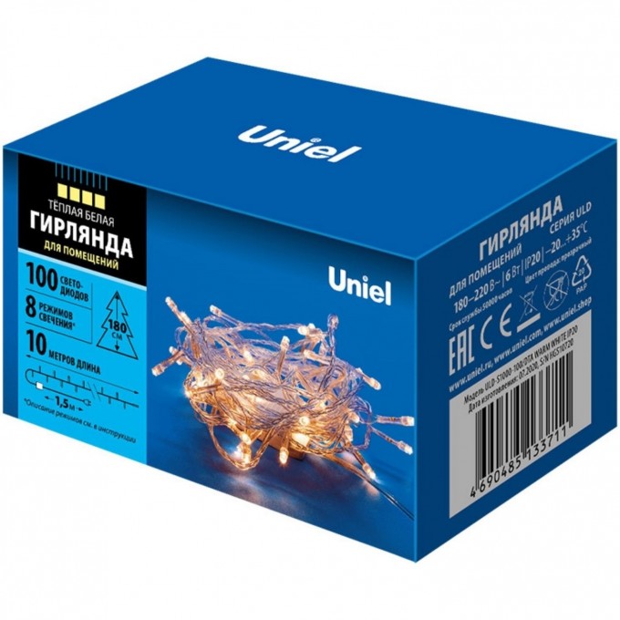 Гирлянда UNIEL ULD-S1000-100/DTA WARM WHITE IP20 UL-00007200 Гирлянда UNIEL ULD-S1000-100/DTA WARM WHITE IP20 UL-00007200