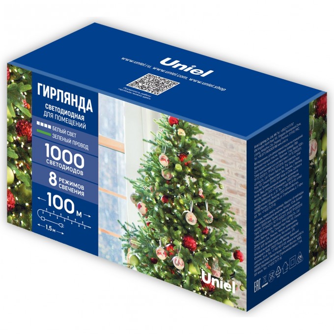 Гирлянда UNIEL ULD-S10000-1000/DGA WHITE IP20 UL-00009934 Гирлянда UNIEL ULD-S10000-1000/DGA WHITE IP20 UL-00009934