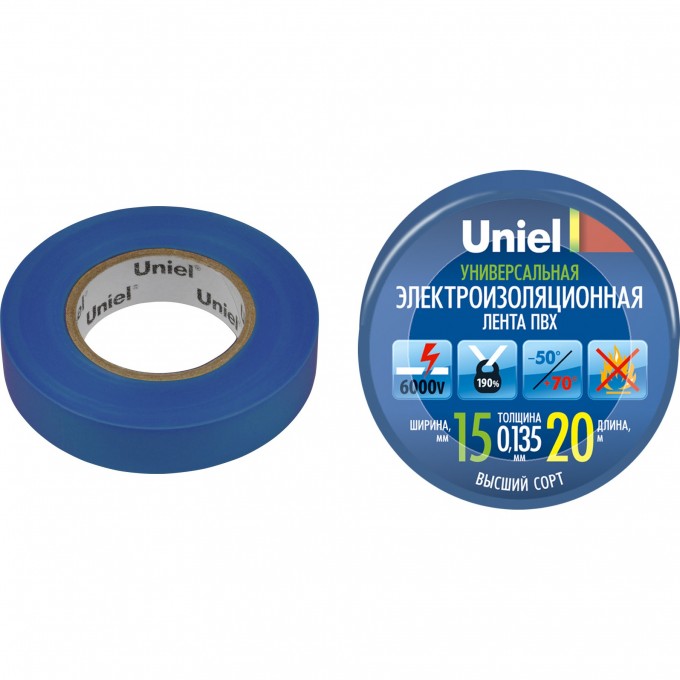 Изоляционная лента UNIEL UIT-135P 20/15/01 BLU 04485 Изоляционная лента UNIEL UIT-135P 20/15/01 BLU 04485