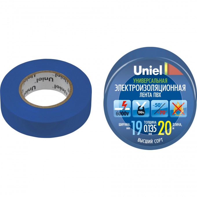 Изоляционная лента UNIEL UIT-135P 20/19/01 BLU 04477 Изоляционная лента UNIEL UIT-135P 20/19/01 BLU 04477