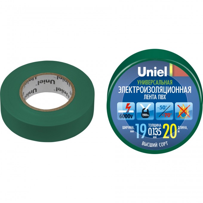 Изоляционная лента UNIEL UIT-135P 20/19/01 GRN 04480 Изоляционная лента UNIEL UIT-135P 20/19/01 GRN 04480