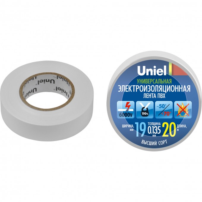 Изоляционная лента UNIEL UIT-135P 20/19/01 WHT 04481 Изоляционная лента UNIEL UIT-135P 20/19/01 WHT 04481