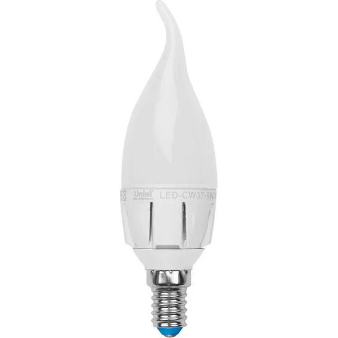 Лампа светодиодная диммируемая UNIEL LED-CW37-6W/WW/E14/FR/DIM ALP01WH 08693 Лампа светодиодная диммируемая UNIEL LED-CW37-6W/WW/E14/FR/DIM ALP01WH 08693