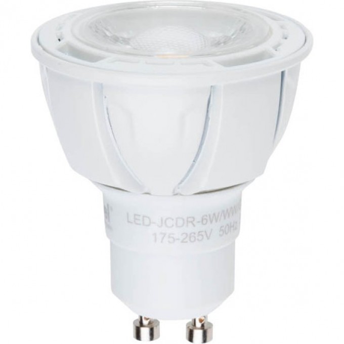 Лампа светодиодная диммируемая UNIEL LED-JCDR-6W/WW/GU10/FR/DIM/38D ALP01WH пластик 08701 Лампа светодиодная диммируемая UNIEL LED-JCDR-6W/WW/GU10/FR/DIM/38D ALP01WH пластик 08701