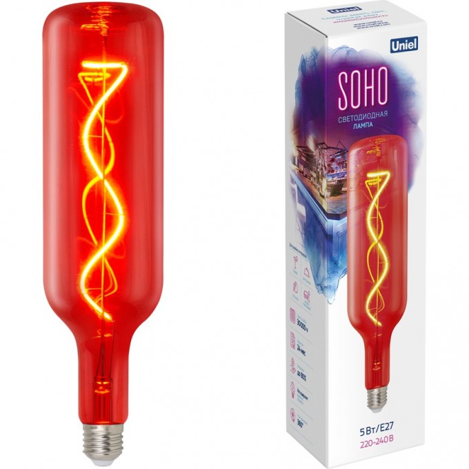 Лампа светодиодная UNIEL LED-SF21-5W/SOHO/E27/CW RED GLS77RD UL-00007626 Лампа светодиодная UNIEL LED-SF21-5W/SOHO/E27/CW RED GLS77RD UL-00007626