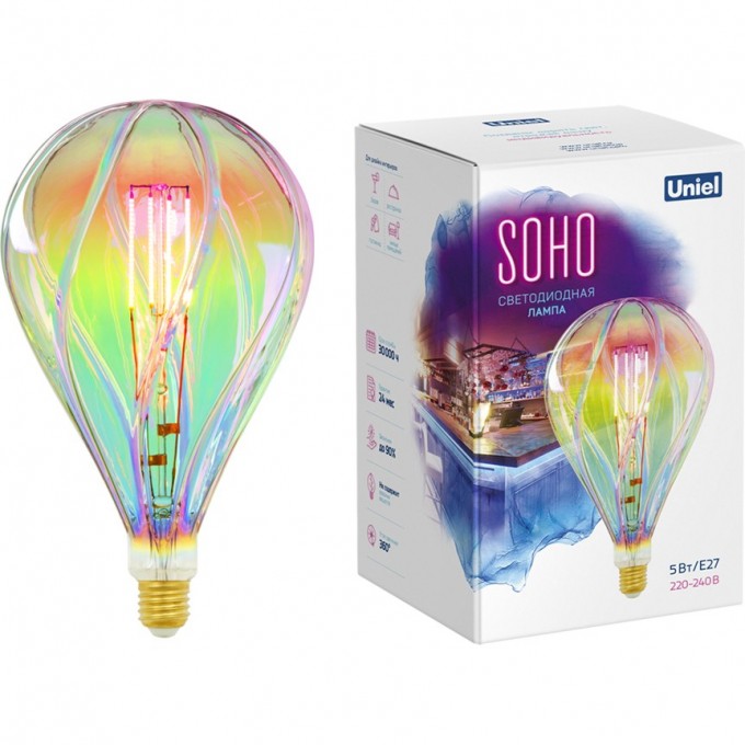 Лампа светодиодная UNIEL LED-SF31-5W/SOHO/E27/CW RAINBOW GLS77RB UL-00005917 Лампа светодиодная UNIEL LED-SF31-5W/SOHO/E27/CW RAINBOW GLS77RB UL-00005917