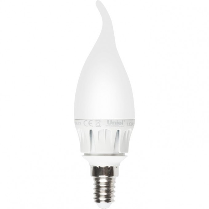 Лампа светодиодная UNIEL MERLI LED-CW37-6W/WW/E14/FR ALM01WH пластик 08137 Лампа светодиодная UNIEL MERLI LED-CW37-6W/WW/E14/FR ALM01WH пластик 08137