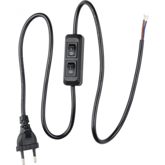 Сетевой шнур с вилкой и с двухклавишным выключателем UNIEL UCX-C90/02A-100 BLACK UL-00007465 Сетевой шнур с вилкой и с двухклавишным выключателем UNIEL UCX-C90/02A-100 BLACK UL-00007465