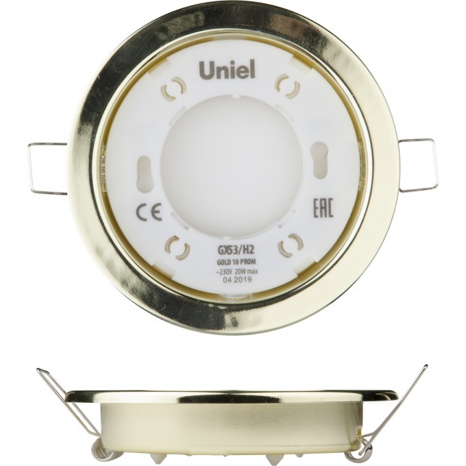 Светильник ультратонкий UNIEL GX53/H2 GOLD 10 PROM встраиваемый UL-00005053 Светильник ультратонкий UNIEL GX53/H2 GOLD 10 PROM встраиваемый UL-00005053
