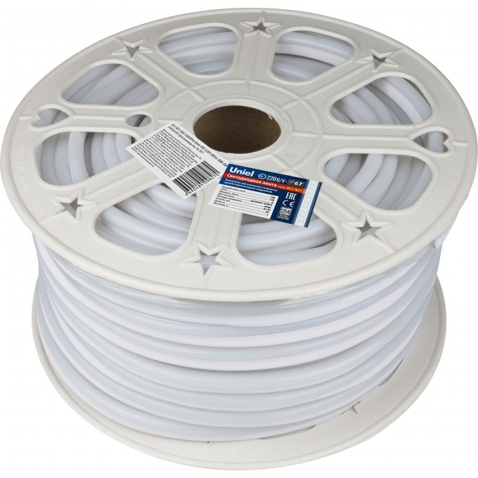 Светодиодная лента UNIEL ULS-N21-2835-120LED/m-8mm-IP67-220V-8W/m-50M-DW бобина UL-00002924 Светодиодная лента UNIEL ULS-N21-2835-120LED/m-8mm-IP67-220V-8W/m-50M-DW бобина UL-00002924