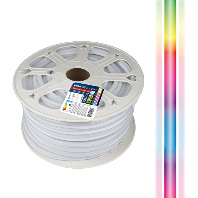 Светодиодная лента UNIEL ULS-N22-5050-80LED/m-8mm-IP67-220V-10W/m-50M-RGB бобина UL-00005581 Светодиодная лента UNIEL ULS-N22-5050-80LED/m-8mm-IP67-220V-10W/m-50M-RGB бобина UL-00005581