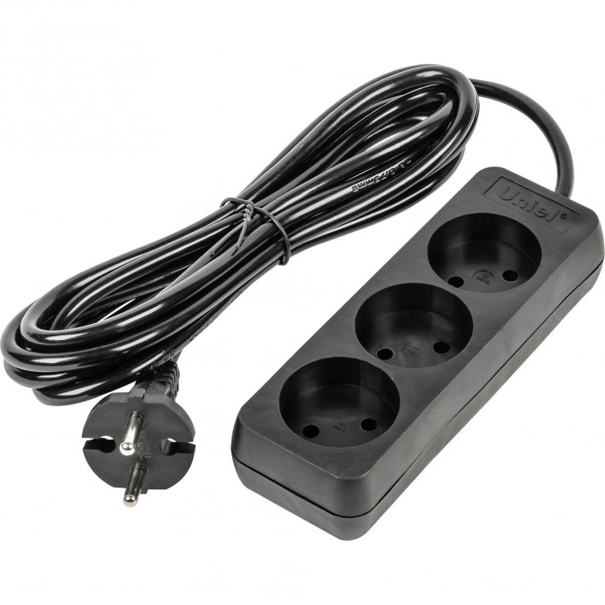 Удлинитель UNIEL S-CU3-3 BLACK серии Ultra, шнур 3м., 3 гнезда, 10A, б/з UL-00009983 Удлинитель UNIEL S-CU3-3 BLACK серии Ultra, шнур 3м., 3 гнезда, 10A, б/з UL-00009983