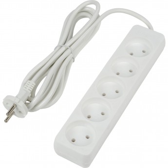 Удлинитель UNIEL S-CU5-3 WHITE серии Ultra, шнур 3м., 5 гнезд, 10A, б/з Удлинитель UNIEL S-CU5-3 WHITE серии Ultra, шнур 3м., 5 гнезд, 10A, б/з
