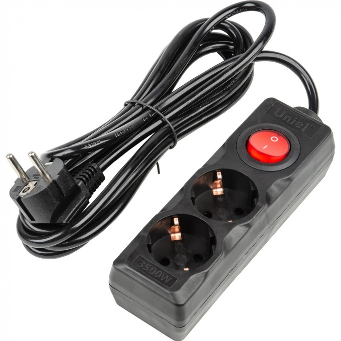 Удлинитель UNIEL S-GCU2-3B BLACK серии Ultra, шнур 3м., 2 гнезда, 16A, с/з UL-00010011 Удлинитель UNIEL S-GCU2-3B BLACK серии Ultra, шнур 3м., 2 гнезда, 16A, с/з UL-00010011