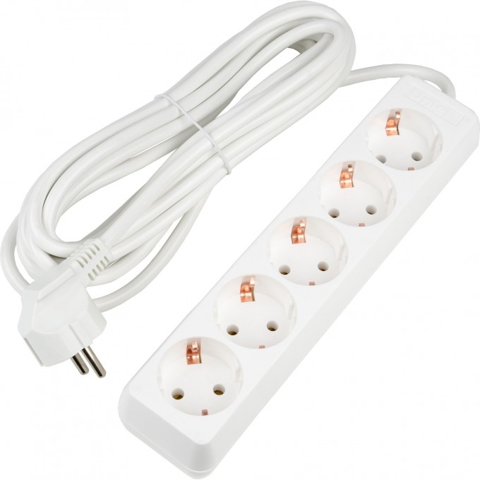 Удлинитель UNIEL S-GCU5-5 WHITE серии Ultra, шнур 5м., 5 гнезд, 16A, с/з UL-00010009 Удлинитель UNIEL S-GCU5-5 WHITE серии Ultra, шнур 5м., 5 гнезд, 16A, с/з UL-00010009